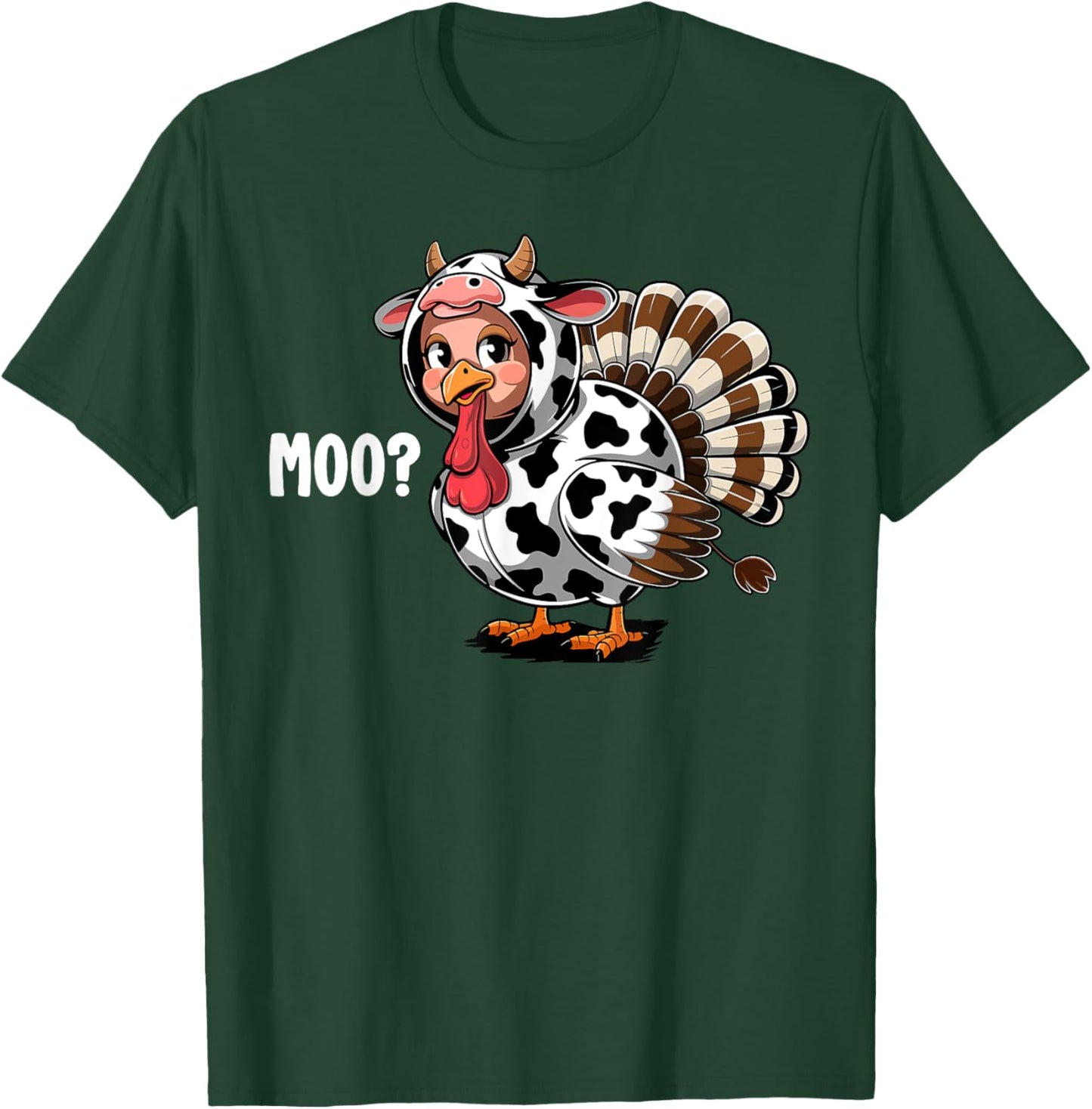 Turkey Moo Funny Thanksgiving Kids Boys Men T-Shirt - T-Shirt | Forest