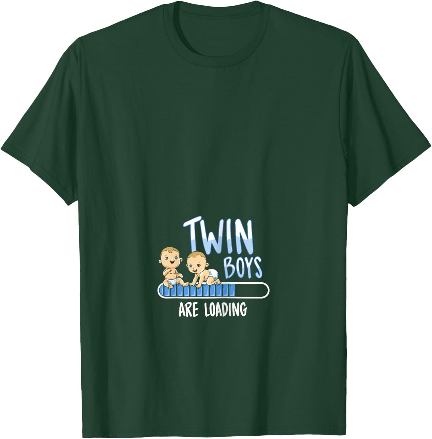Twin Boys Loading Pregnancy Announcement Shirt Gift T-Shirt - T-Shirt | Forest