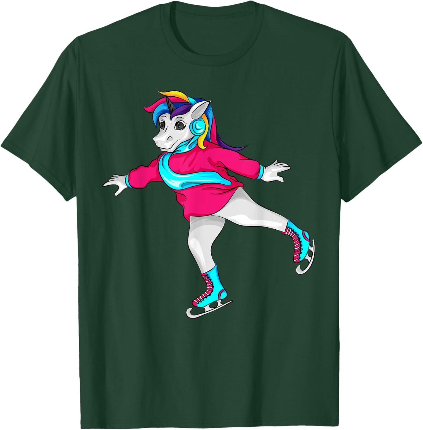 Figure Skating Unicorn Cool Pair Ice Skater Girl Funny Gift T-Shirt - T-Shirt | Forest