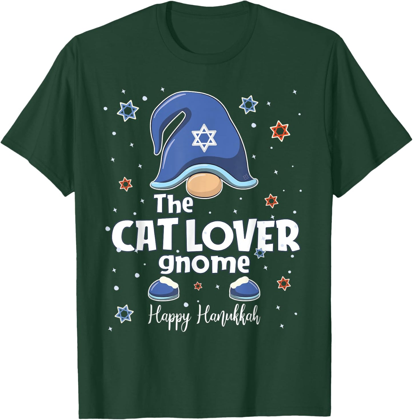 Cat Lover Gnome Funny Hanukkah Family Matching Gift Pajama T-Shirt - T-Shirt | Forest