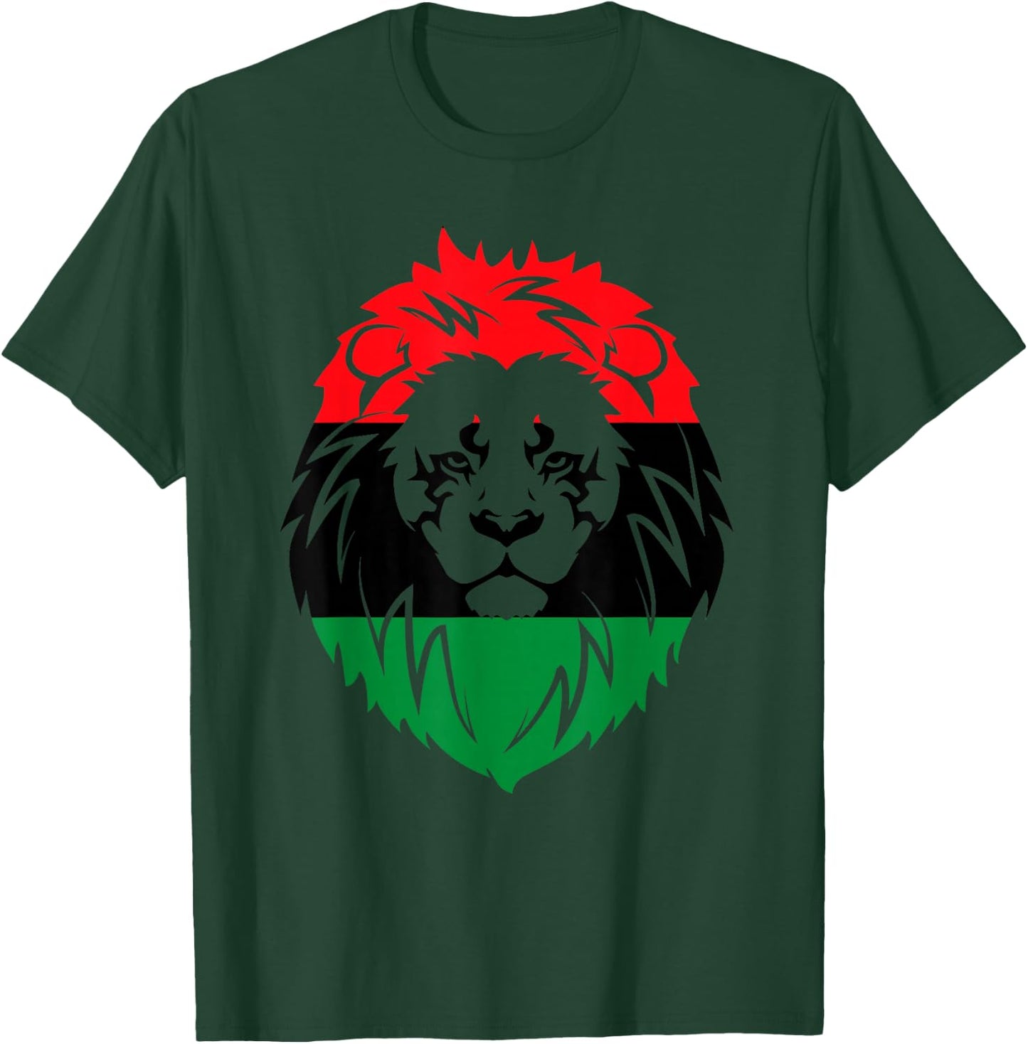 Pan African Flag - Lion Face Africa Unia Flag T-Shirt - T-Shirt | Forest