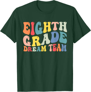 8th Grade Dream Team Teachers Boys Kids Retro Back To School T-Shirt - T-Shirt | Forest