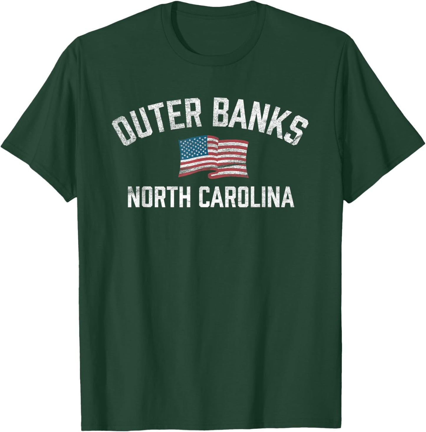 Outer Banks OBX North Carolina NC USA Flag White Vintage T-Shirt - T-Shirt | Forest