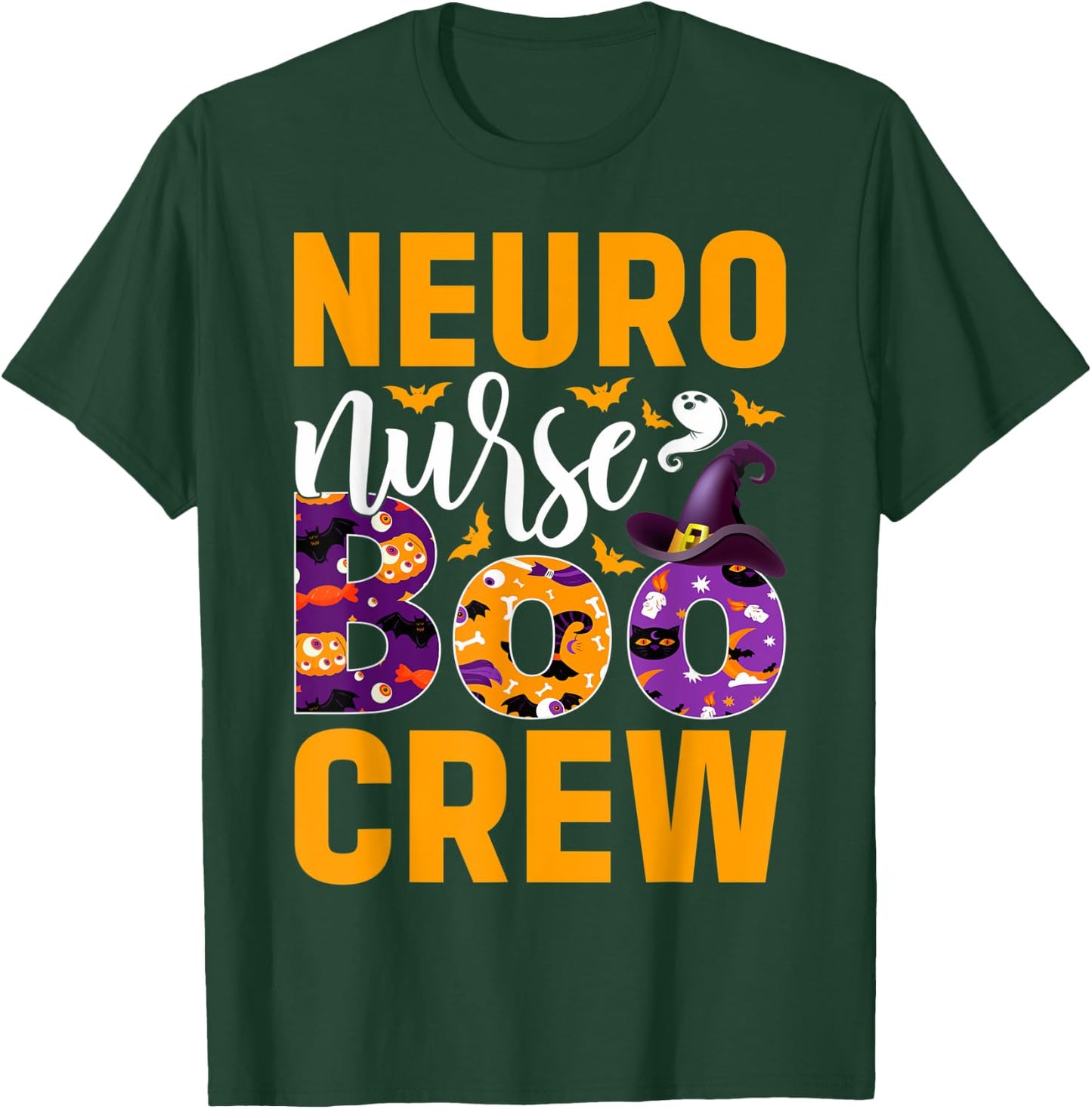 Cute Halloween Neuro Nurse - Boo Crew Nurse T-Shirt - T-Shirt | Forest
