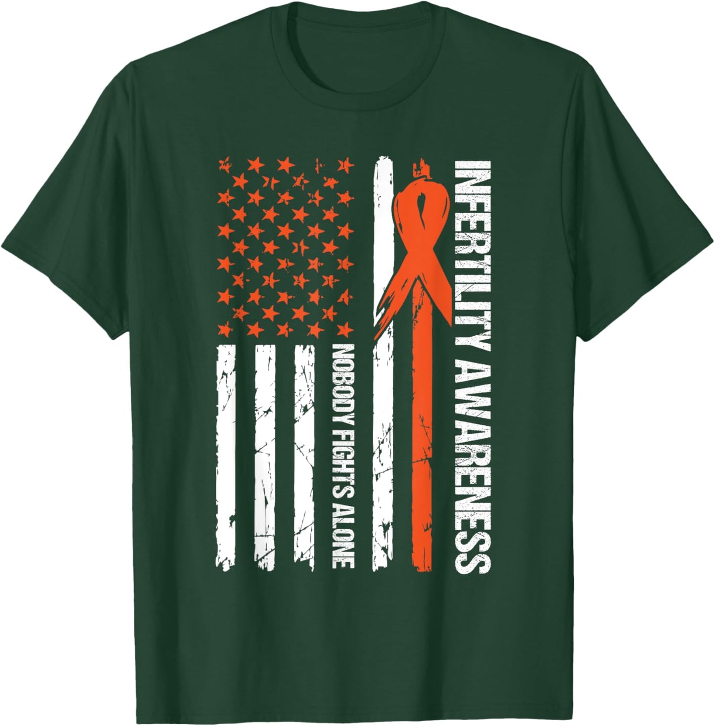 Infertility Awareness Flag Orange Ribbon IVF Transfer Day T-Shirt - T-Shirt | Forest