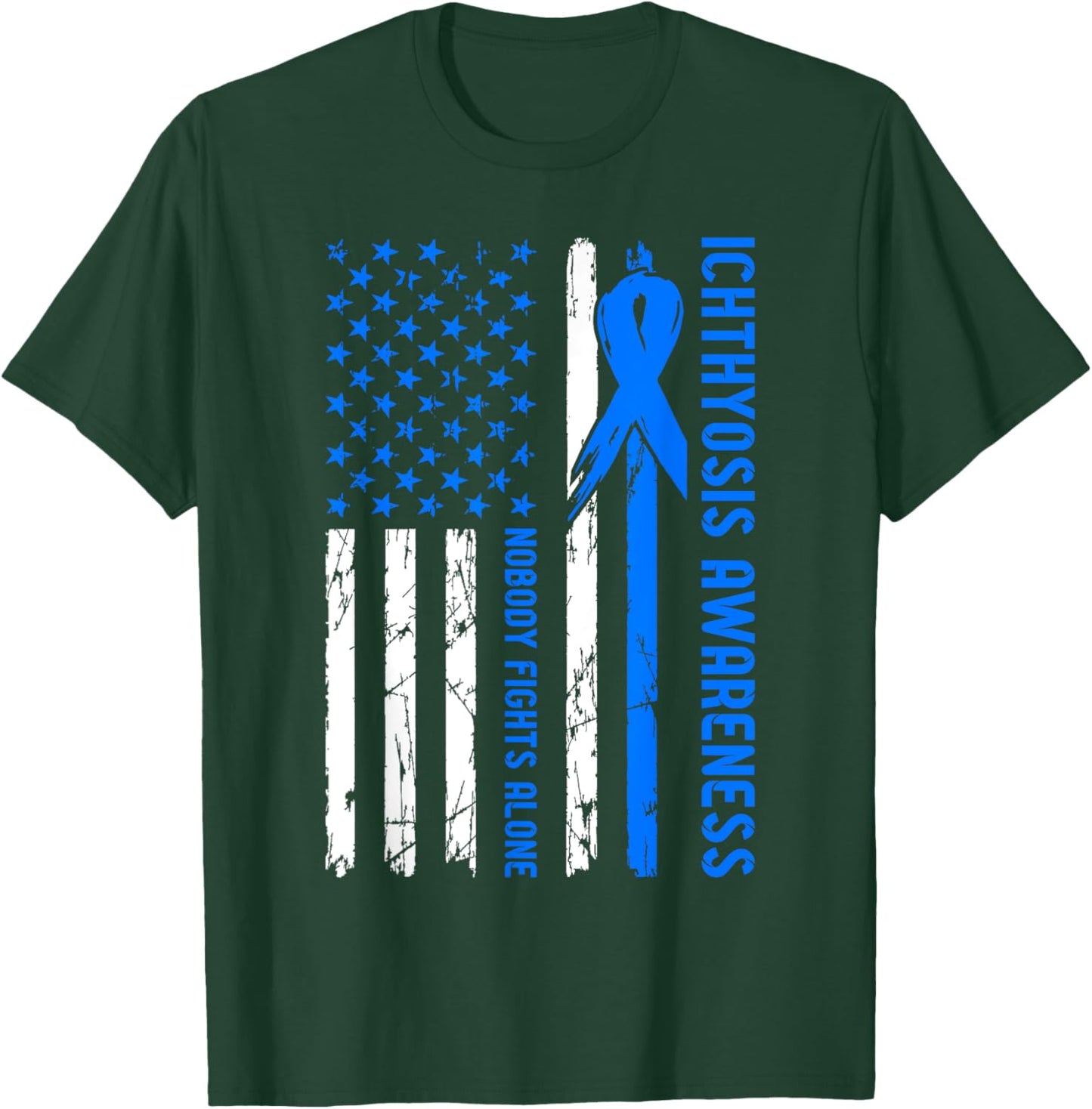 Ichthyosis Awareness Flag Nobody Fights Alone T-Shirt - T-Shirt | Forest