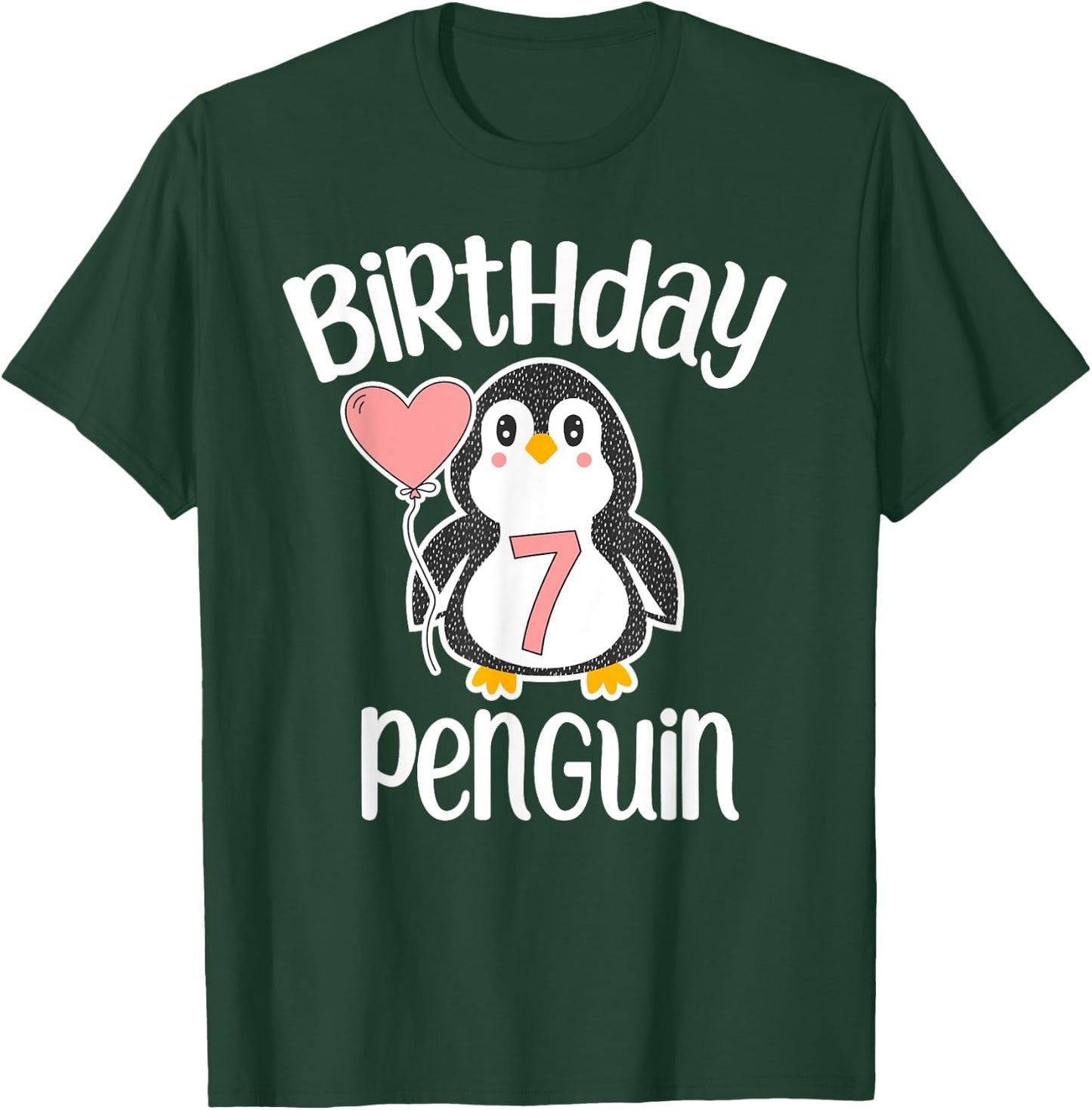 7th Birthday Penguin Shirt - 7 Year Old Birthday T-Shirt - T-Shirt | Forest
