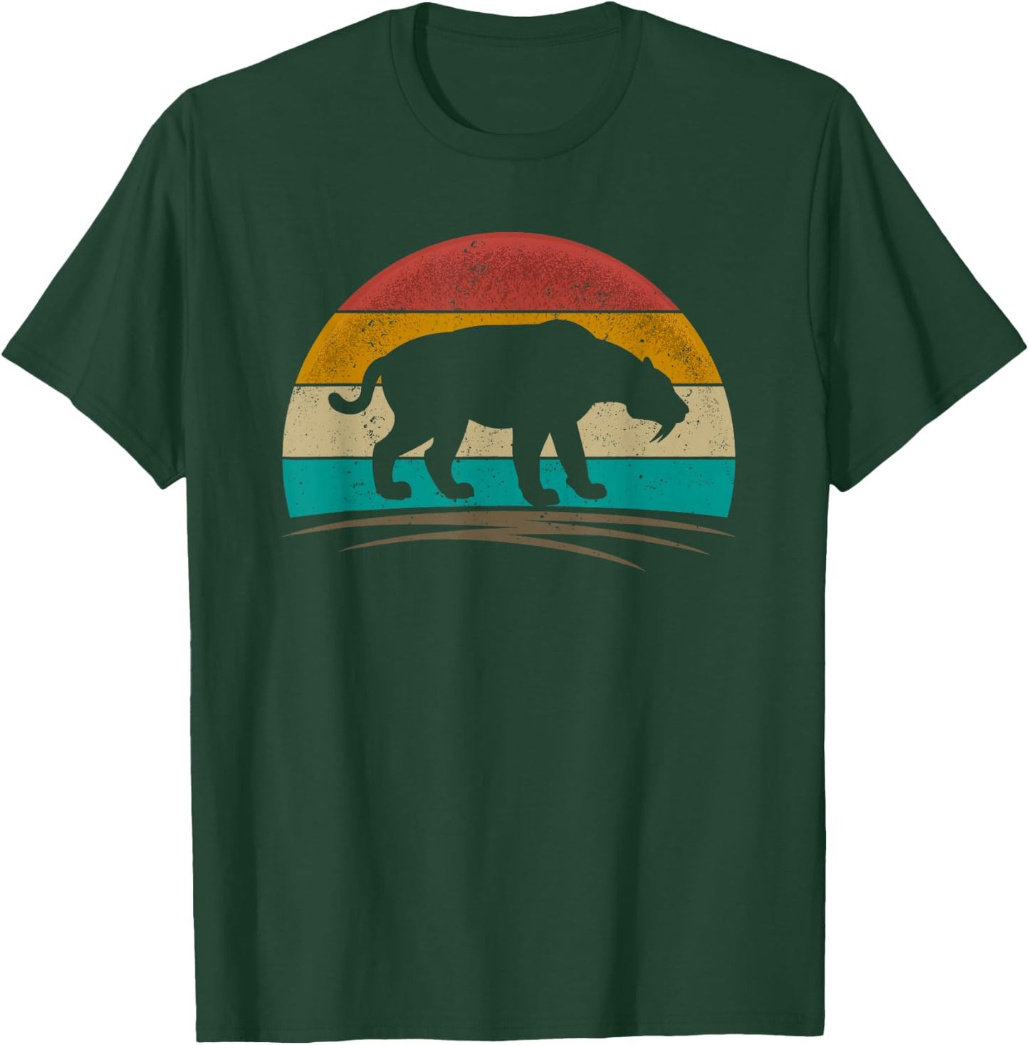 Retro Smilodon Shirt Sabertooth Tiger Animal Paleontology T-Shirt - T-Shirt | Forest