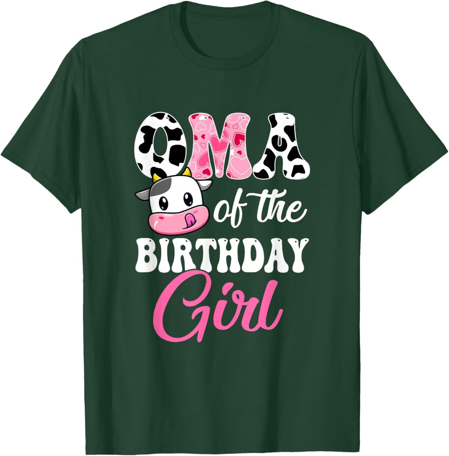 Oma Of The Birthday Girl Farm Cow 1St Birthday Girl T-Shirt - T-Shirt | Forest