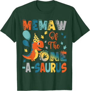 Memaw Of The One-A-Saurus 2Nd Birthday Dinosaur Party T-Shirt - T-Shirt | Forest