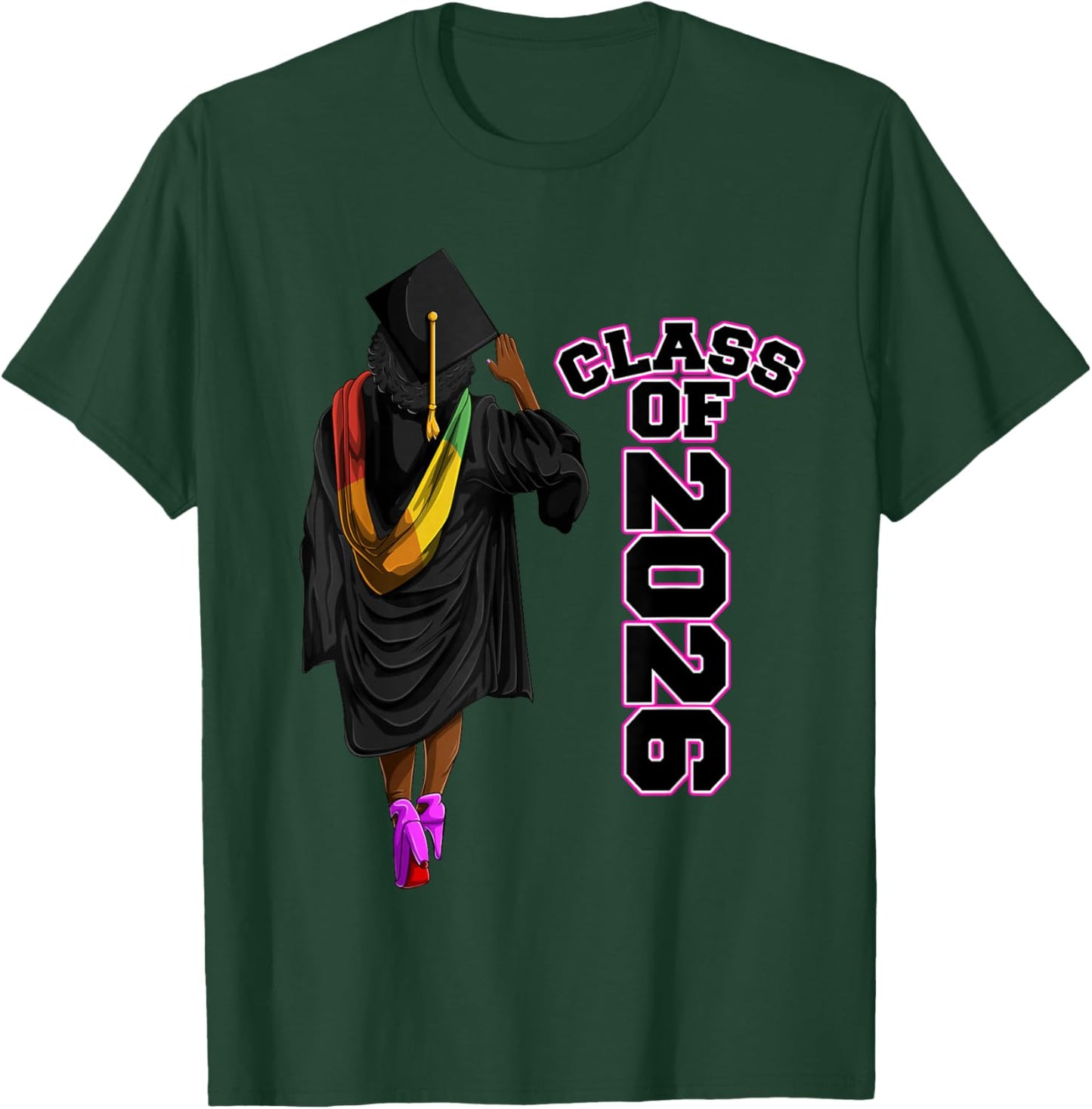 Cool Class Of 2026, African American Graduate Girls & Women T-Shirt - T-Shirt | Forest