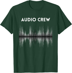 AUDIO CREW Uniform, White & Black Sound Waves, Audio Visual T-Shirt - T-Shirt | Forest