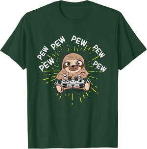 Pew Gamer Sloth Gaming T-Shirt - T-Shirt | Forest