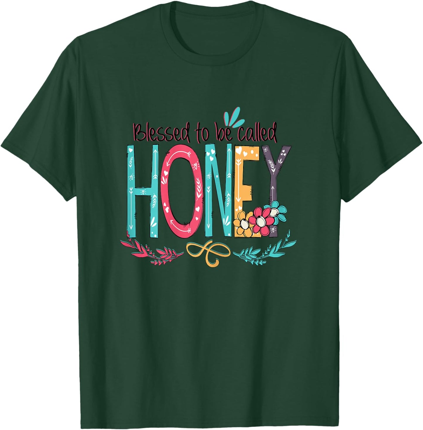 Blessed to be called Honey Colorful Gifts Grandma Tea T-Shirt - T-Shirt | Forest
