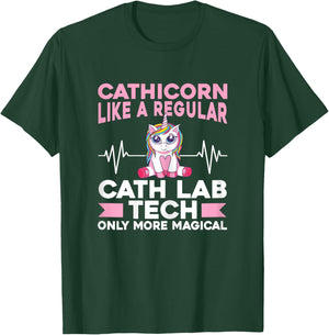 Cath Lab Nurse Heartbeat Technician Women Cath Lab Tech T-Shirt - T-Shirt | Forest