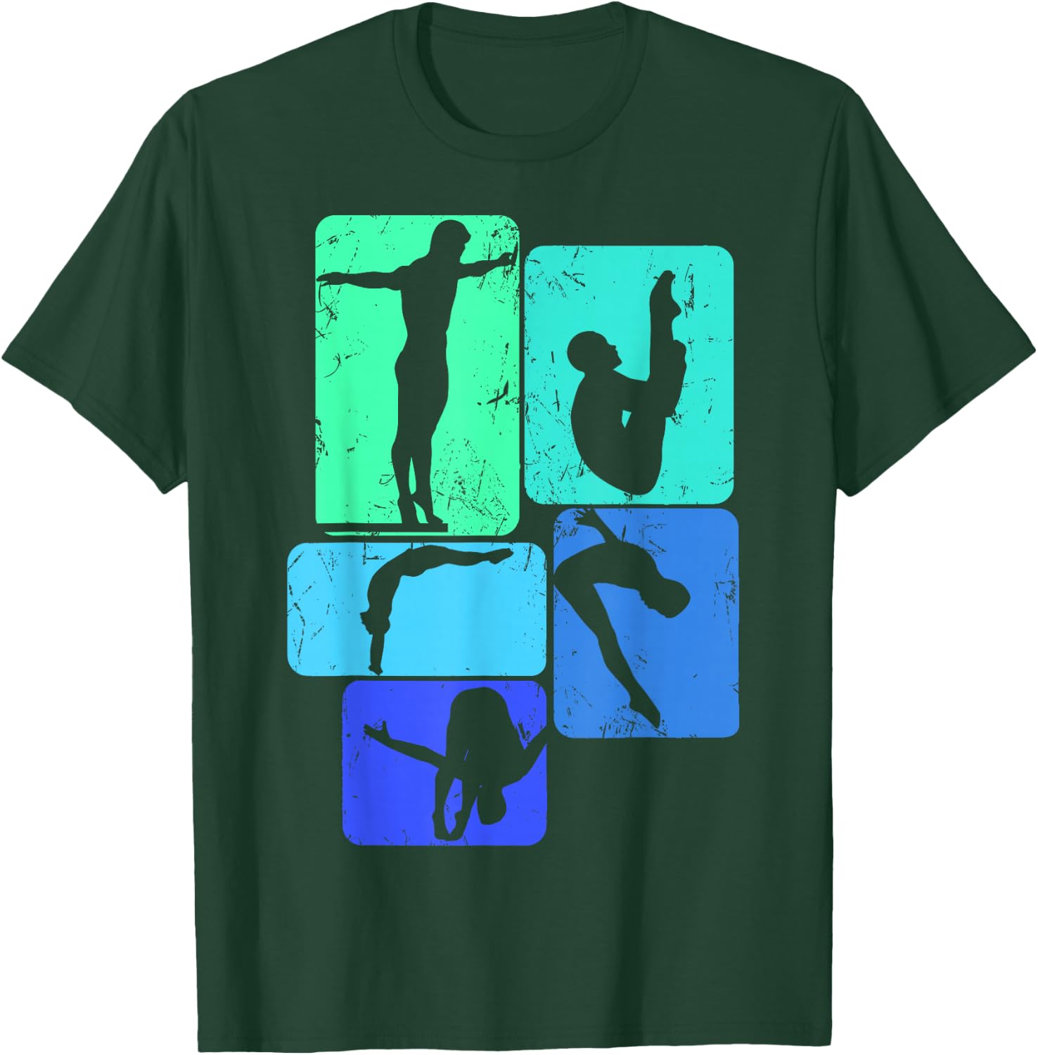 Cool Springboard Diving Gift Ideas -Adults, -Kids Black Short Sleeve Small Classic Fit Modern Platform Diving T-Shirt - T-Shirt | Forest