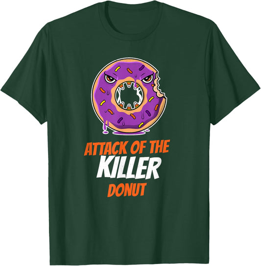 Attack of the killer donut - Funny Food Apparel T-Shirt - T-Shirt | Forest