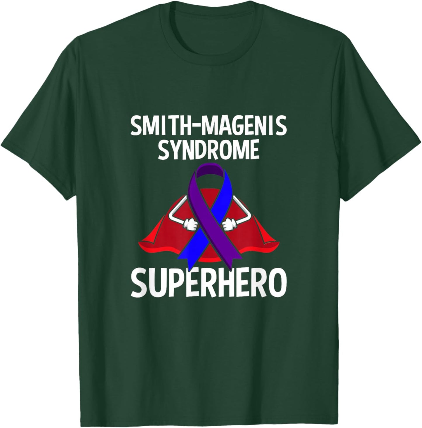 Smith-Magenis Syndrome Superhero Warrior Fighter Ribbon T-Shirt - T-Shirt | Forest
