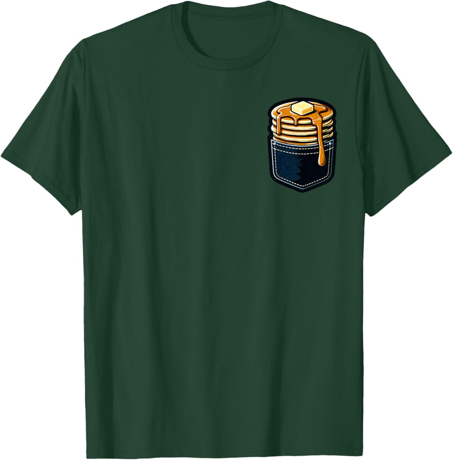 Funny National Pancake Day Foodie Lover Women Men Pancake In The Pocket Breakfast Food Pocket Pancake T-Shirt - T-Shirt | Forest