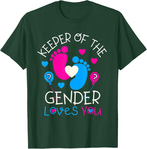 Keeper of the Gender Loves You Baby Gender Reveal Party T-Shirt - T-Shirt | Forest