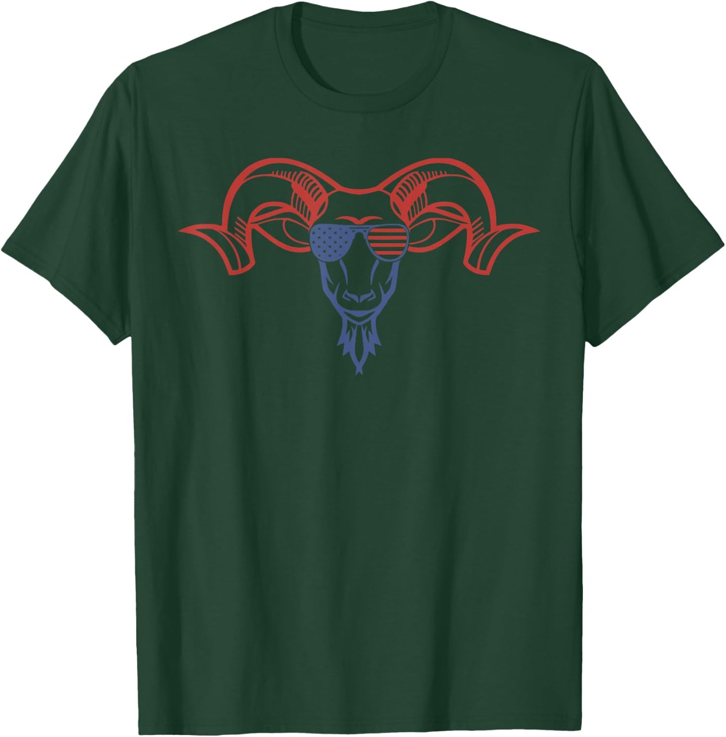 American Goat Patriotic American Flag Goat Kids Men T-Shirt - T-Shirt | Forest
