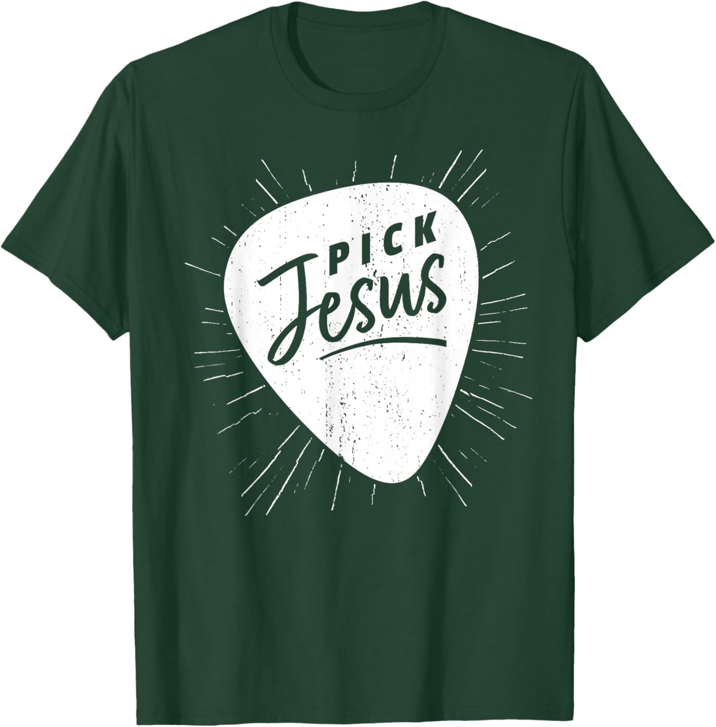 Christian Guitarist Pick Jesus Guitar Player Church Guitar T-Shirt - T-Shirt | Forest