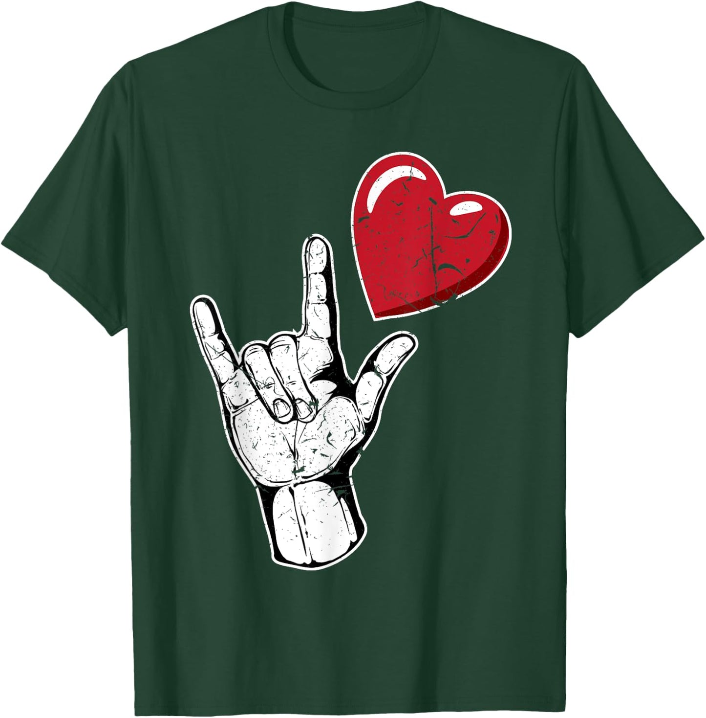 I Love You Hand Sign Valentines Day Shirt | Language T-Shirt - T-Shirt | Forest