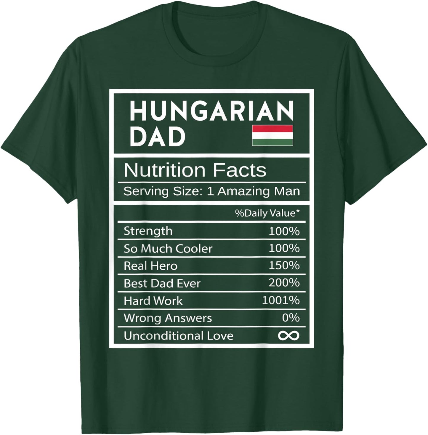 Hungarian Dad Nutrition Facts National Pride Gift Dad T-Shirt - T-Shirt | Forest