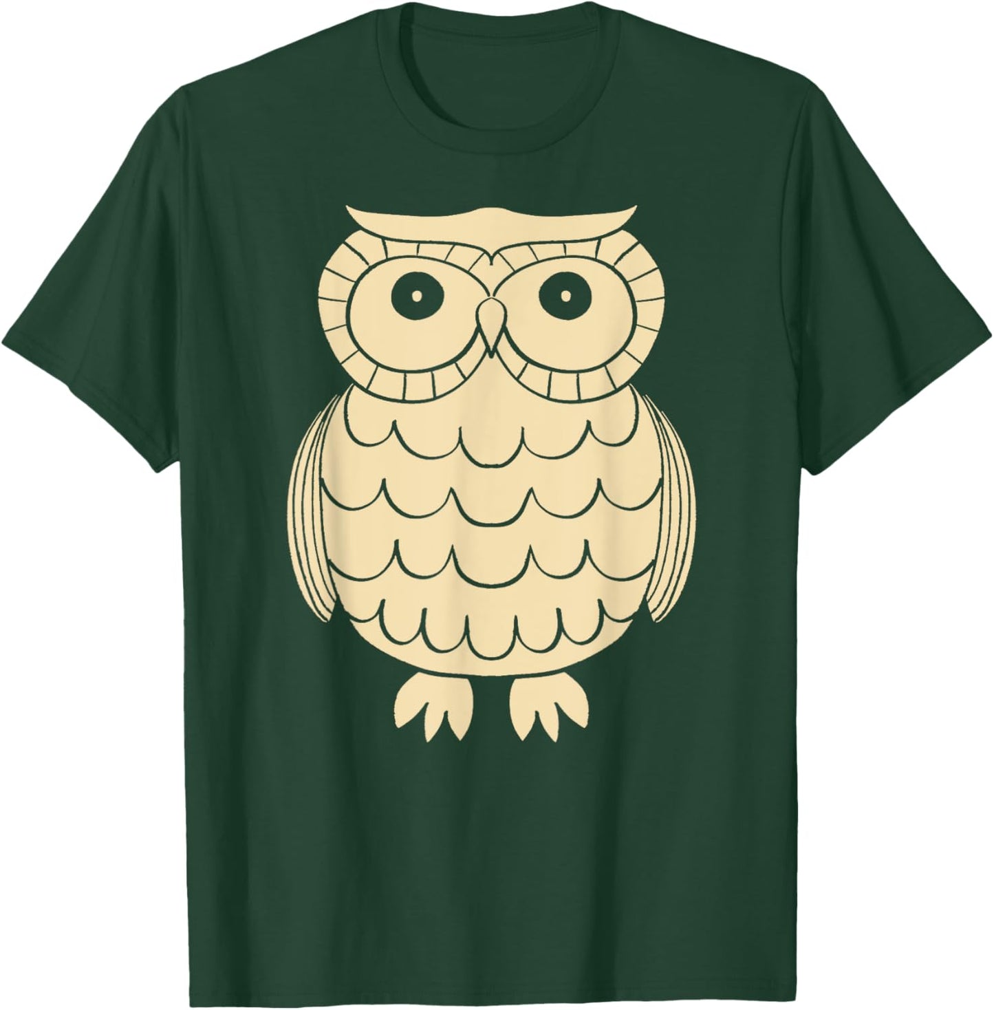 Cute Retro 1970s Style Owl Graphic in Cream Color T-Shirt - T-Shirt | Forest