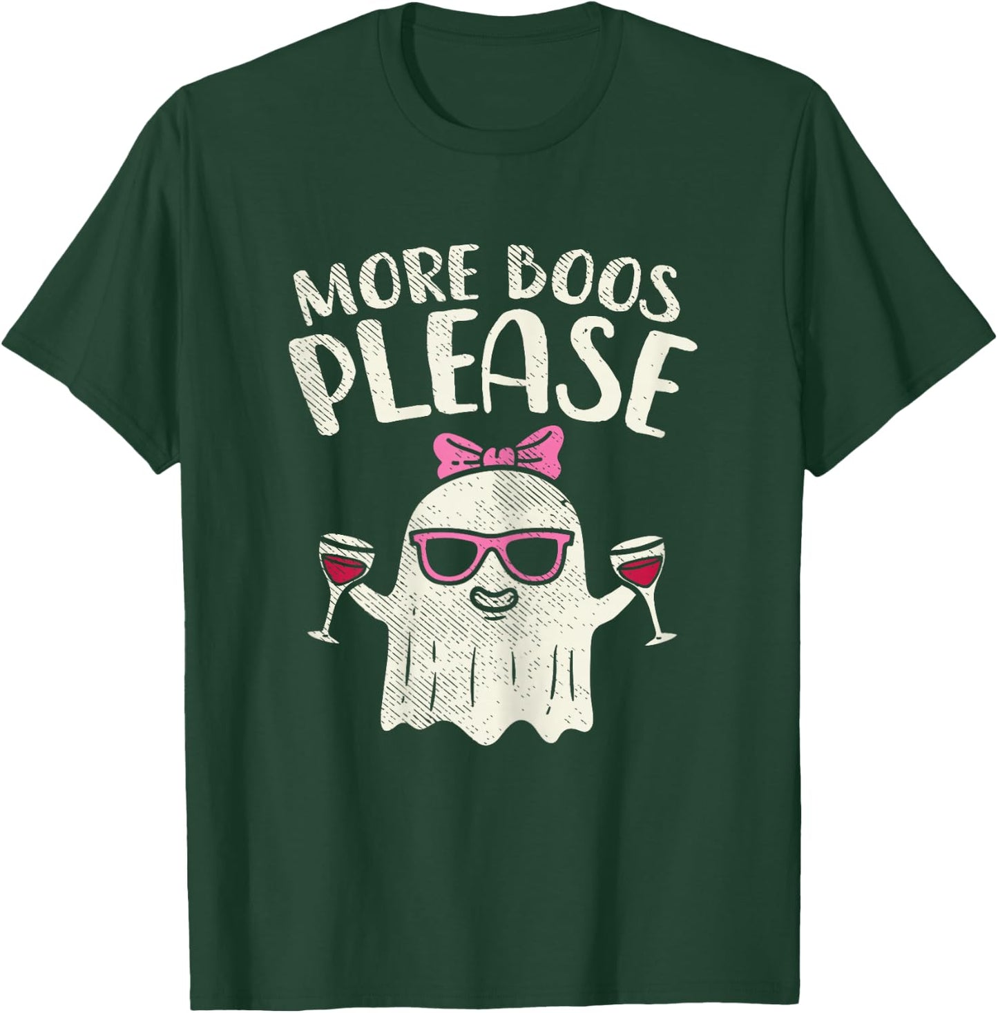 More Boos Please Wine Ghost Halloween Drinking Women Gift T-Shirt - T-Shirt | Forest