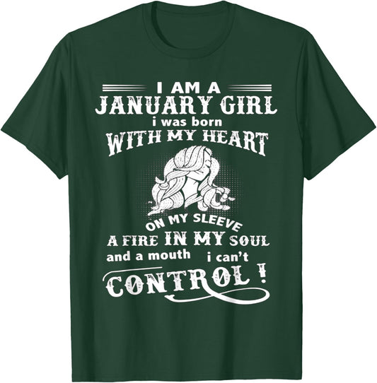 I Am A January Girl I Was Born With My Heart On My Sleeve T-Shirt - T-Shirt | Forest
