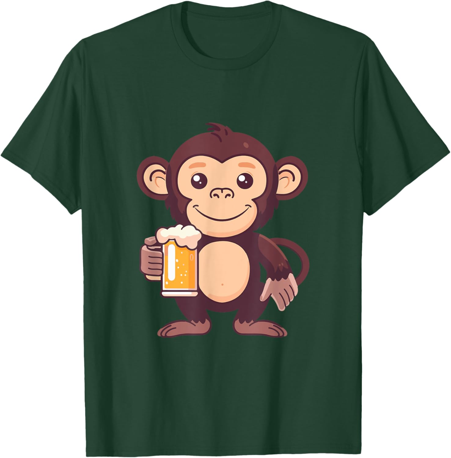 Monkey With Beer | Funny Drinking Party T-Shirt - T-Shirt | Forest