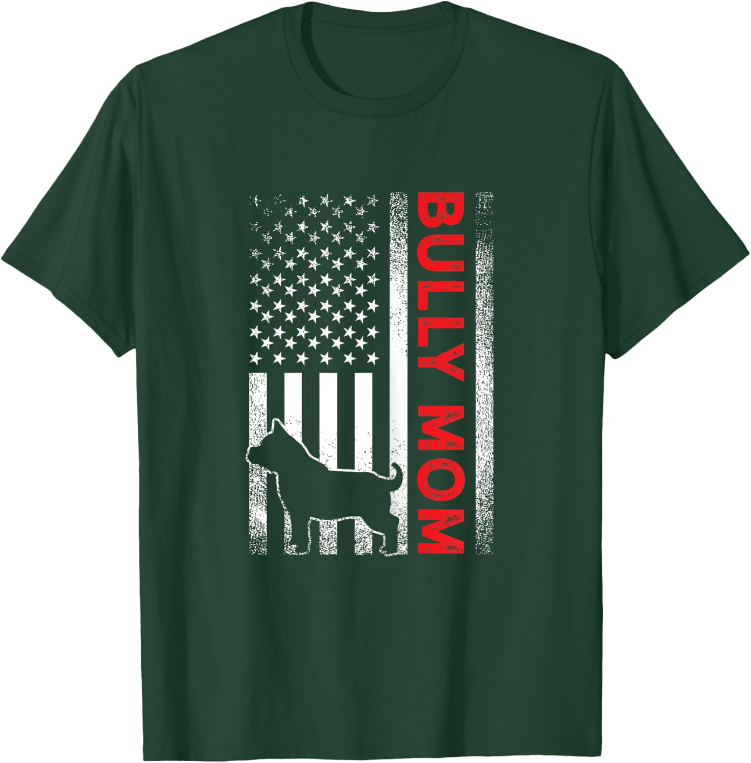 Bully or pitbull dog MOM vintage american flag- mama gifts T-Shirt - T-Shirt | Forest