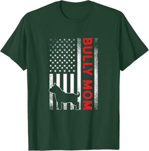 Bully or pitbull dog MOM vintage american flag- mama gifts T-Shirt - T-Shirt | Forest