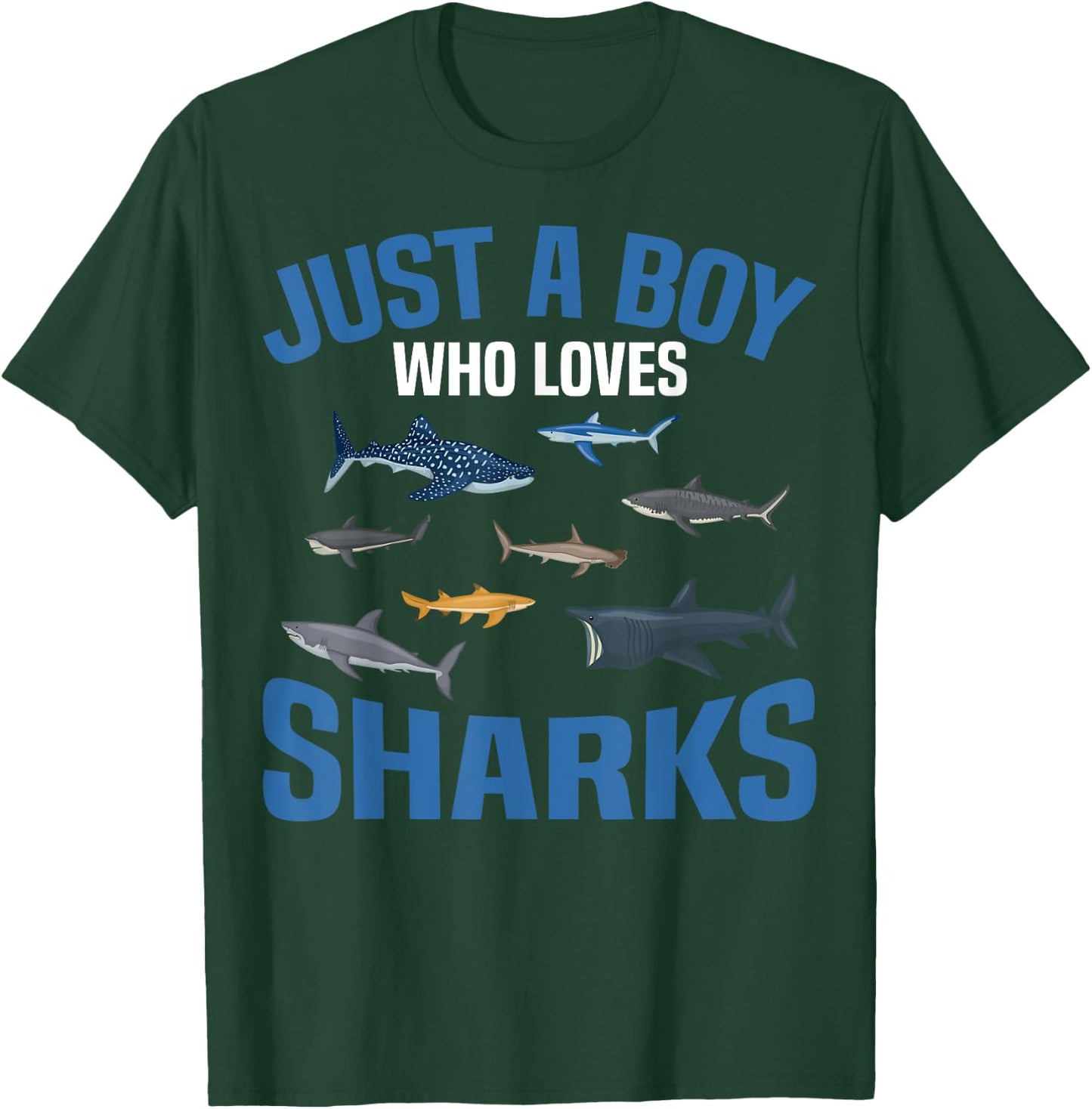 Shark Lover Kids Just A Boy Who Loves Sharks T-Shirt - T-Shirt | Forest
