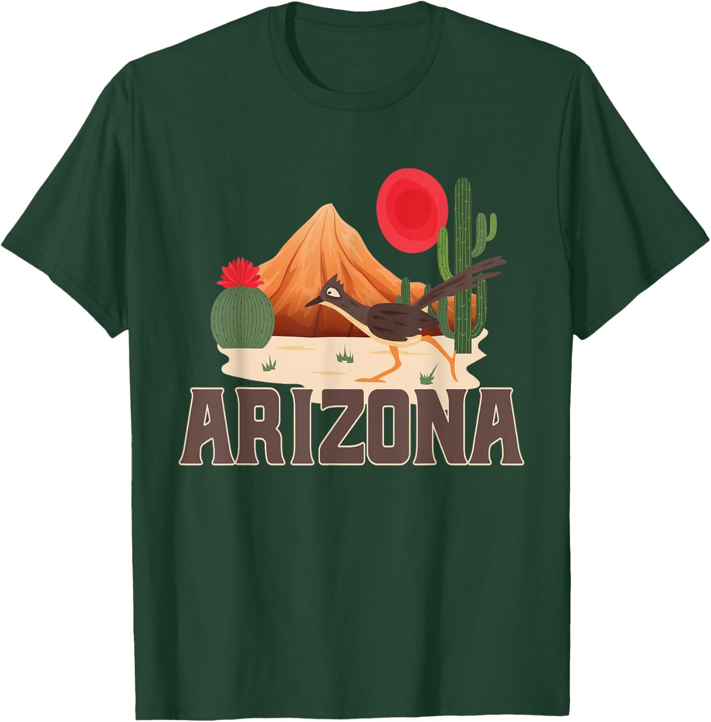 Arizona Roadrunner Retro Boho Desert Cactus Small T-Shirt - T-Shirt | Forest