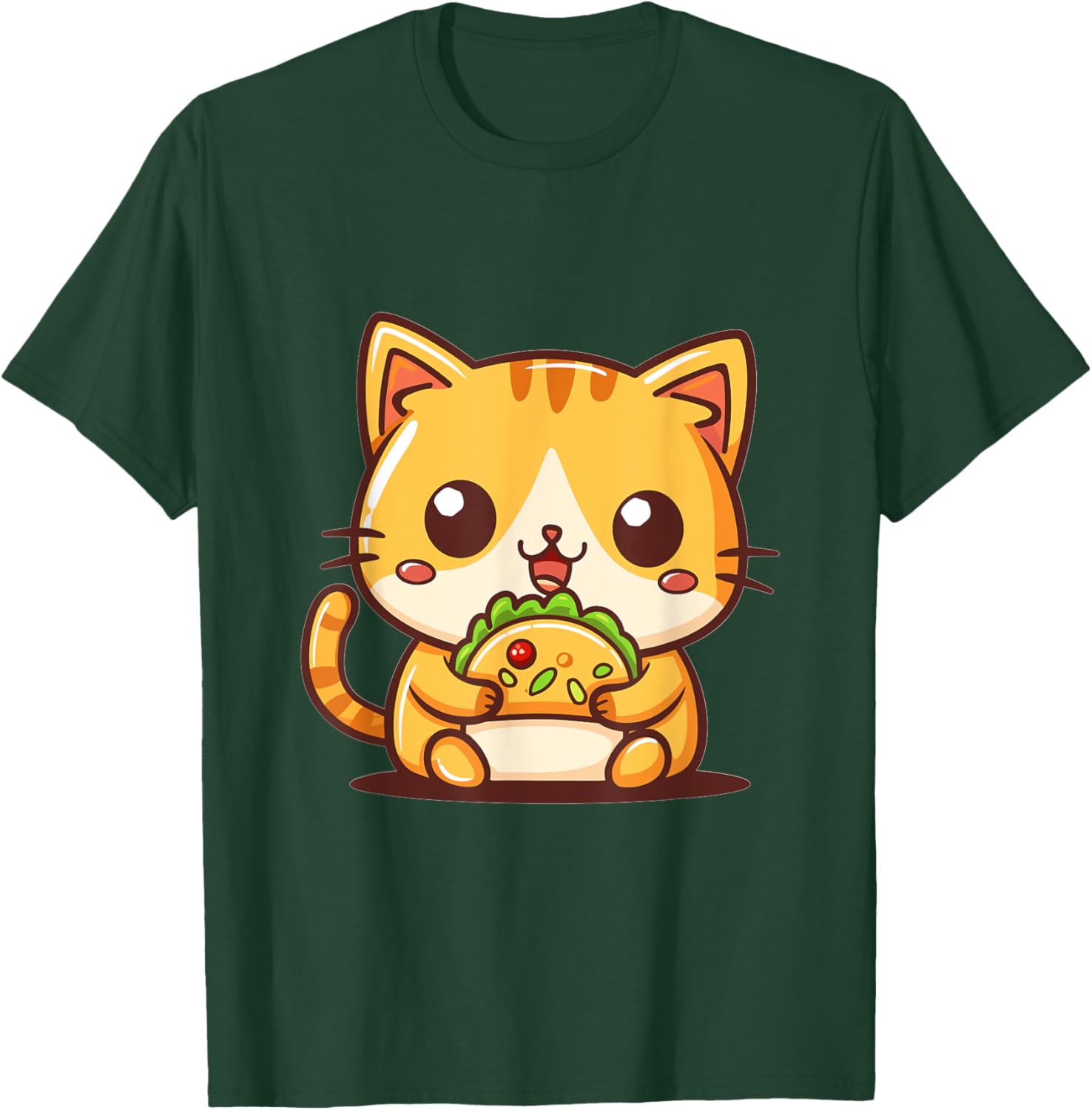 Funny Cat Kitten eating taco Graphic Women Girls Kids T-Shirt - T-Shirt | Forest