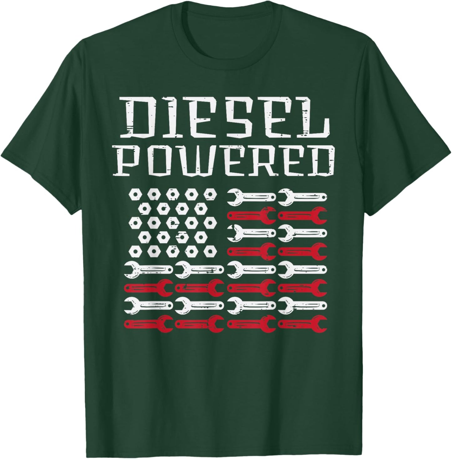 Diesel Powered US Flag Auto Mechanic Patriot Men Women Kids T-Shirt - T-Shirt | Forest
