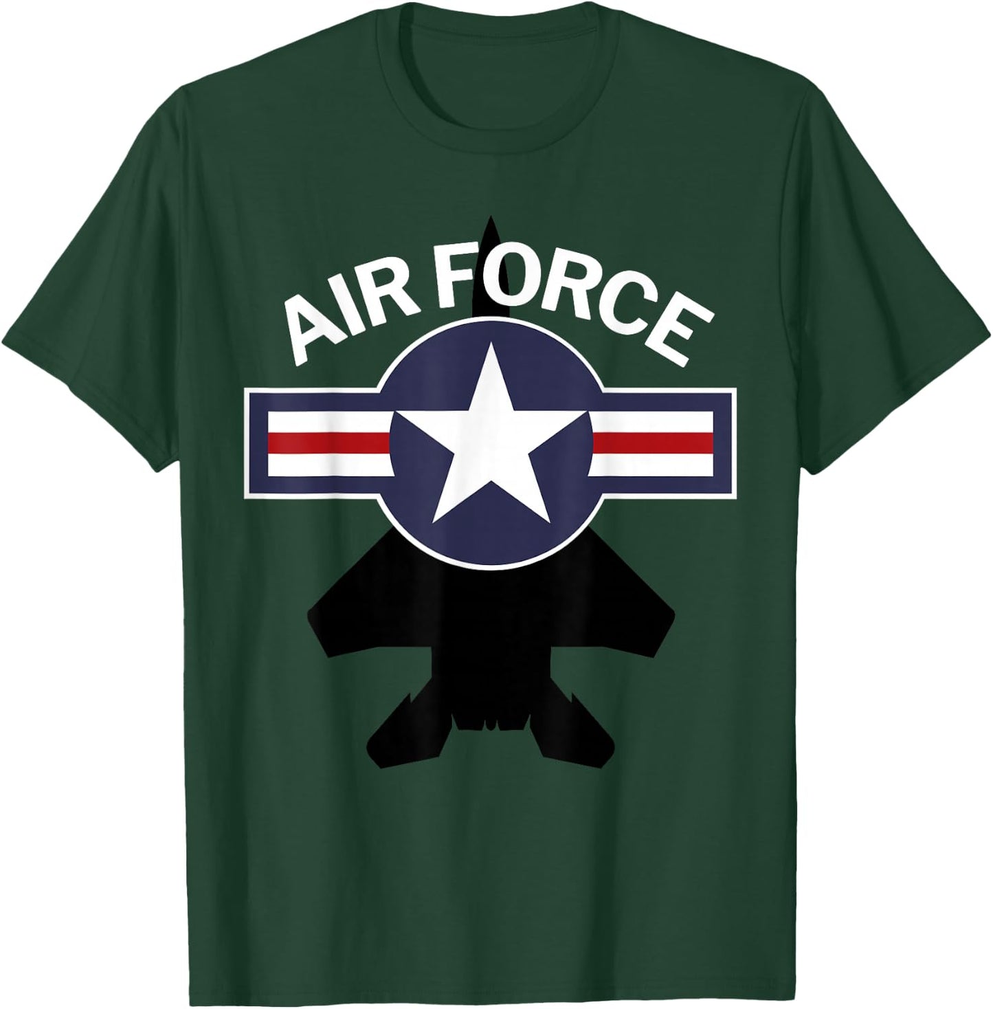 Air Force with F15 Jet and Vintage Roundel Small T-Shirt - T-Shirt | Forest
