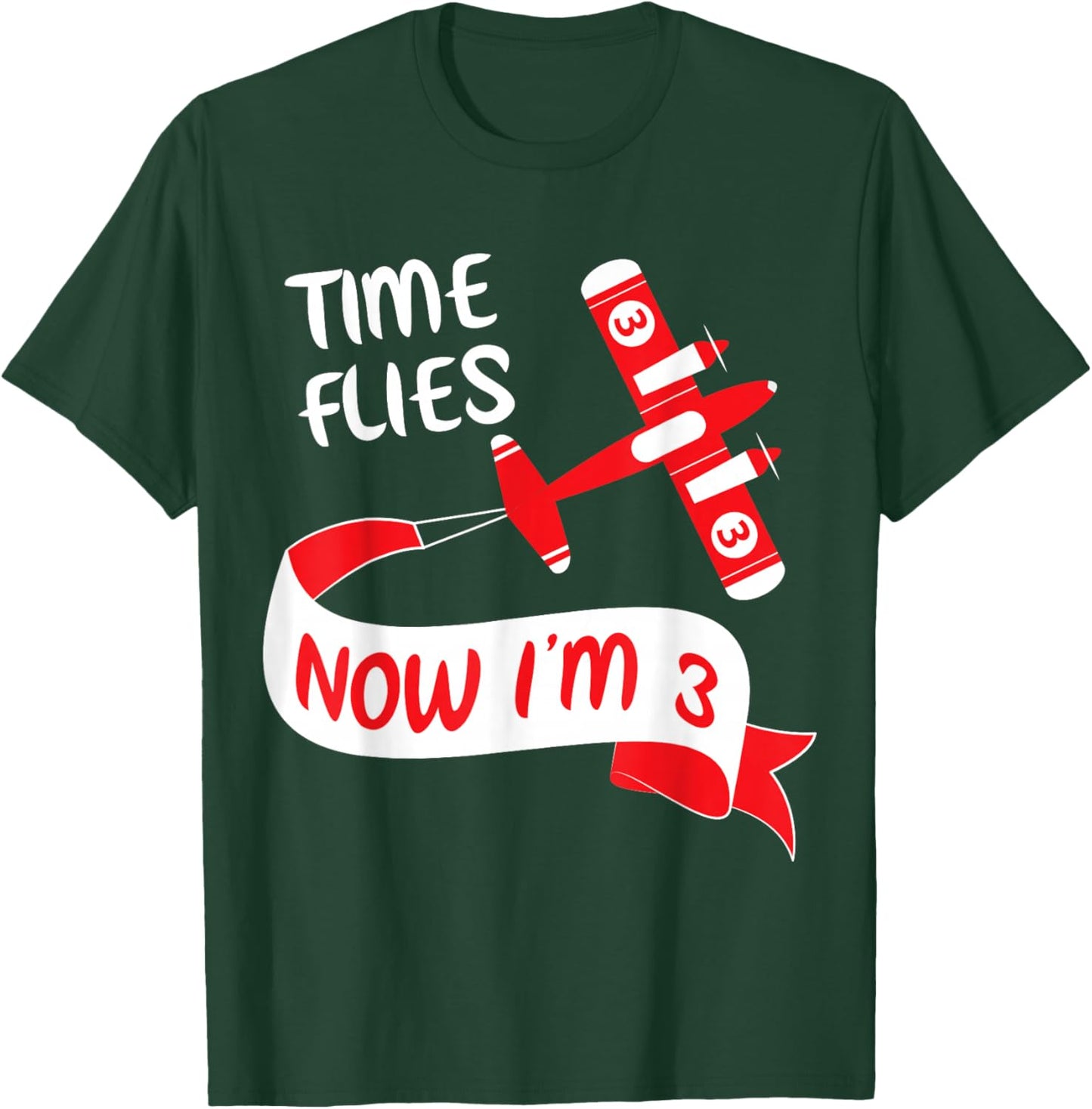 Now I'm 3rd Birthday Time Flies Child 3 Year Old Cool B-Day T-Shirt - T-Shirt | Forest