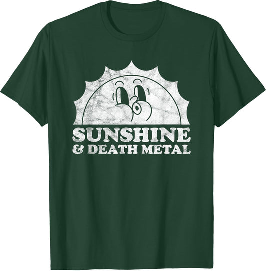 Sunshine and Death Metal Retro Vintage Sun Men Women T-Shirt - T-Shirt | Forest