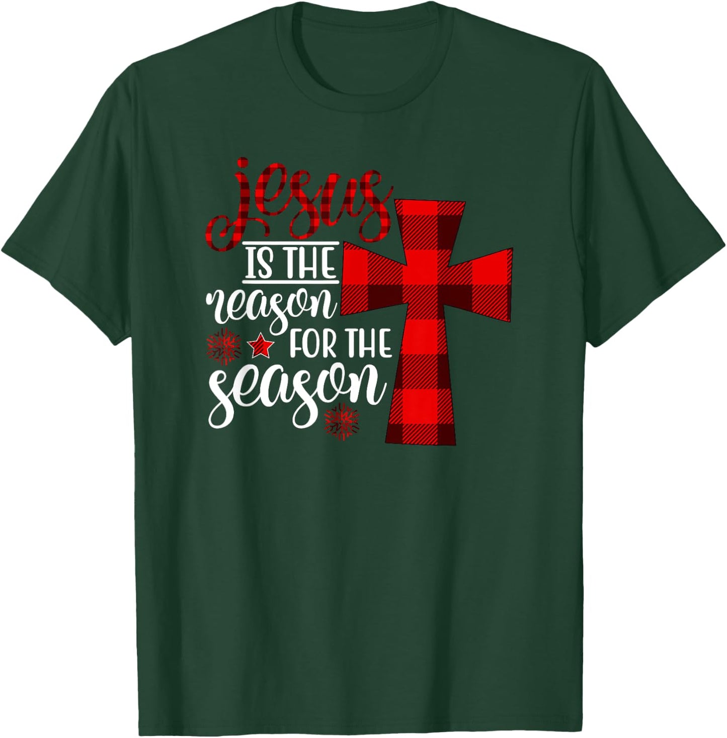 Christmas Jesus Cross Family Gifts Jesus is the Reason for the Season - Adult - Black - Short Sleeve - Classic Fit - Small T-Shirt - T-Shirt | Forest