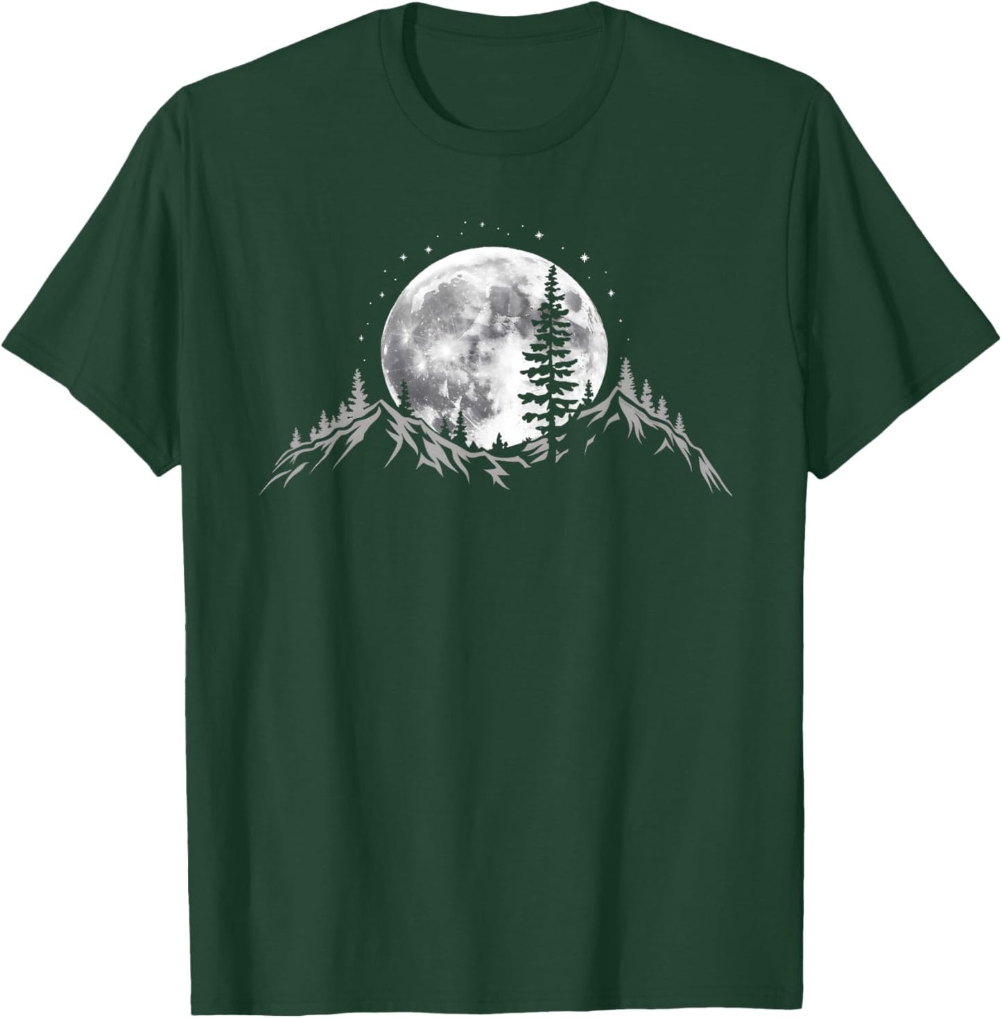Full Moon Trees Nature Mountains Adventure Outdoor Forest T-Shirt - T-Shirt | Forest
