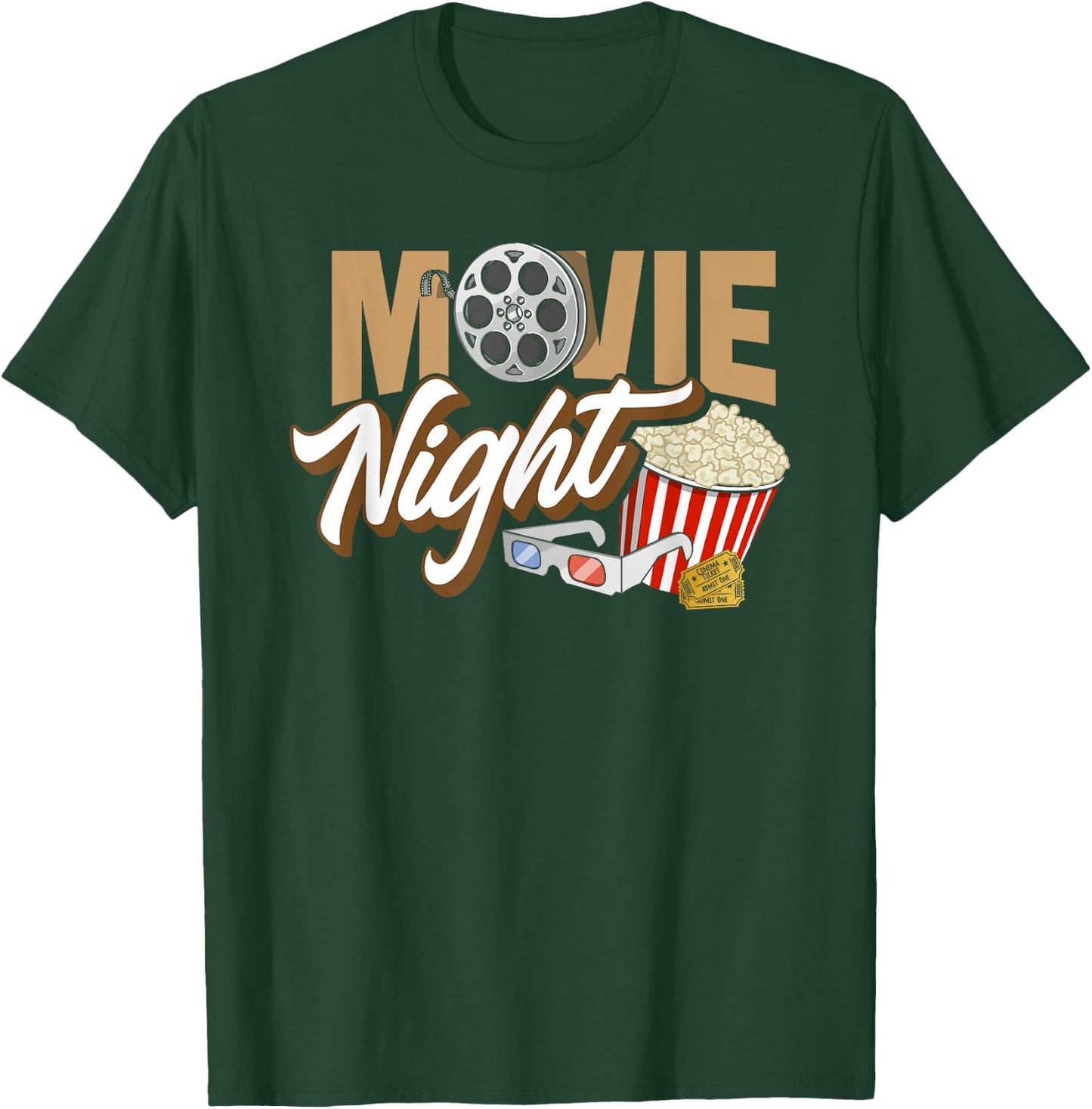 Movie Night - Popcorn Movies Cinema Family T-Shirt - T-Shirt | Forest