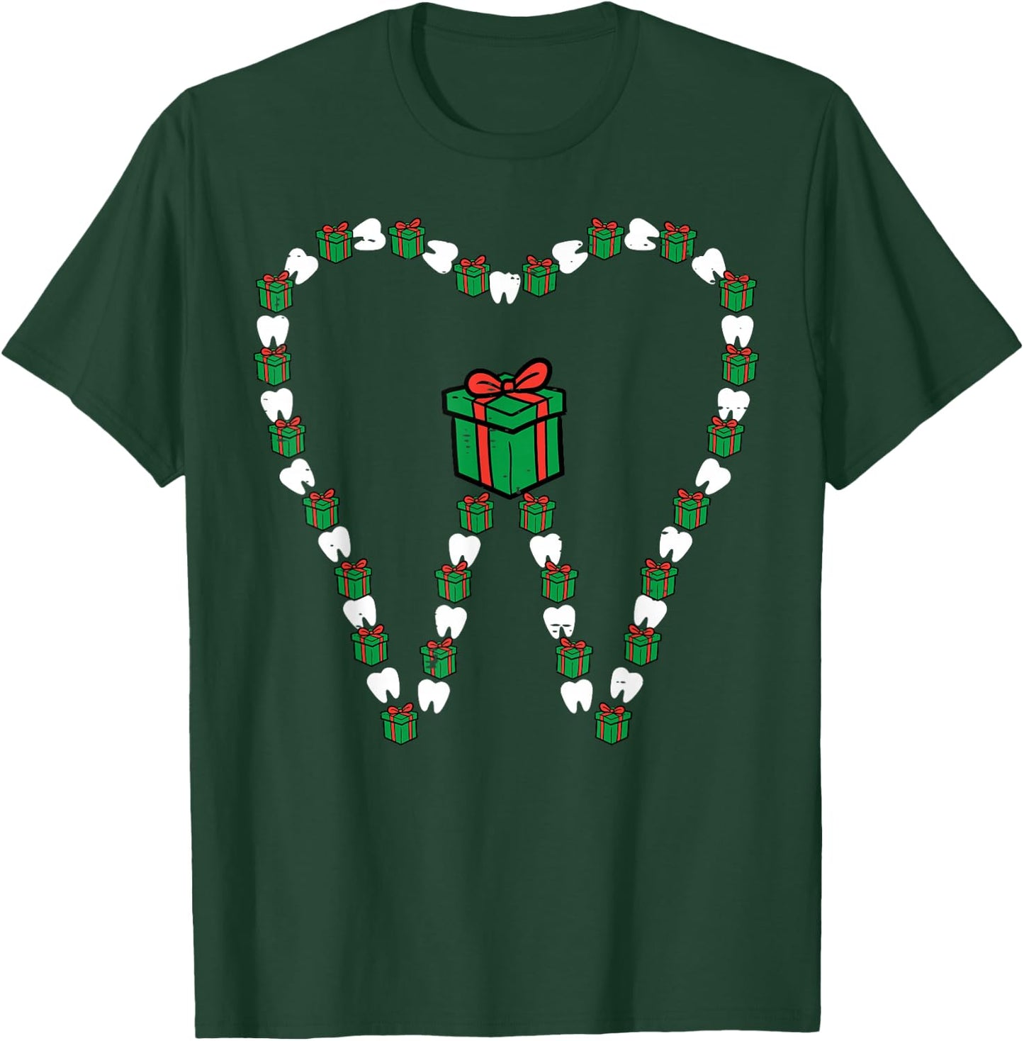 Christmas Tooth Cute Xmas Teeth Dental Hygiene Dentist Women T-Shirt - T-Shirt | Forest