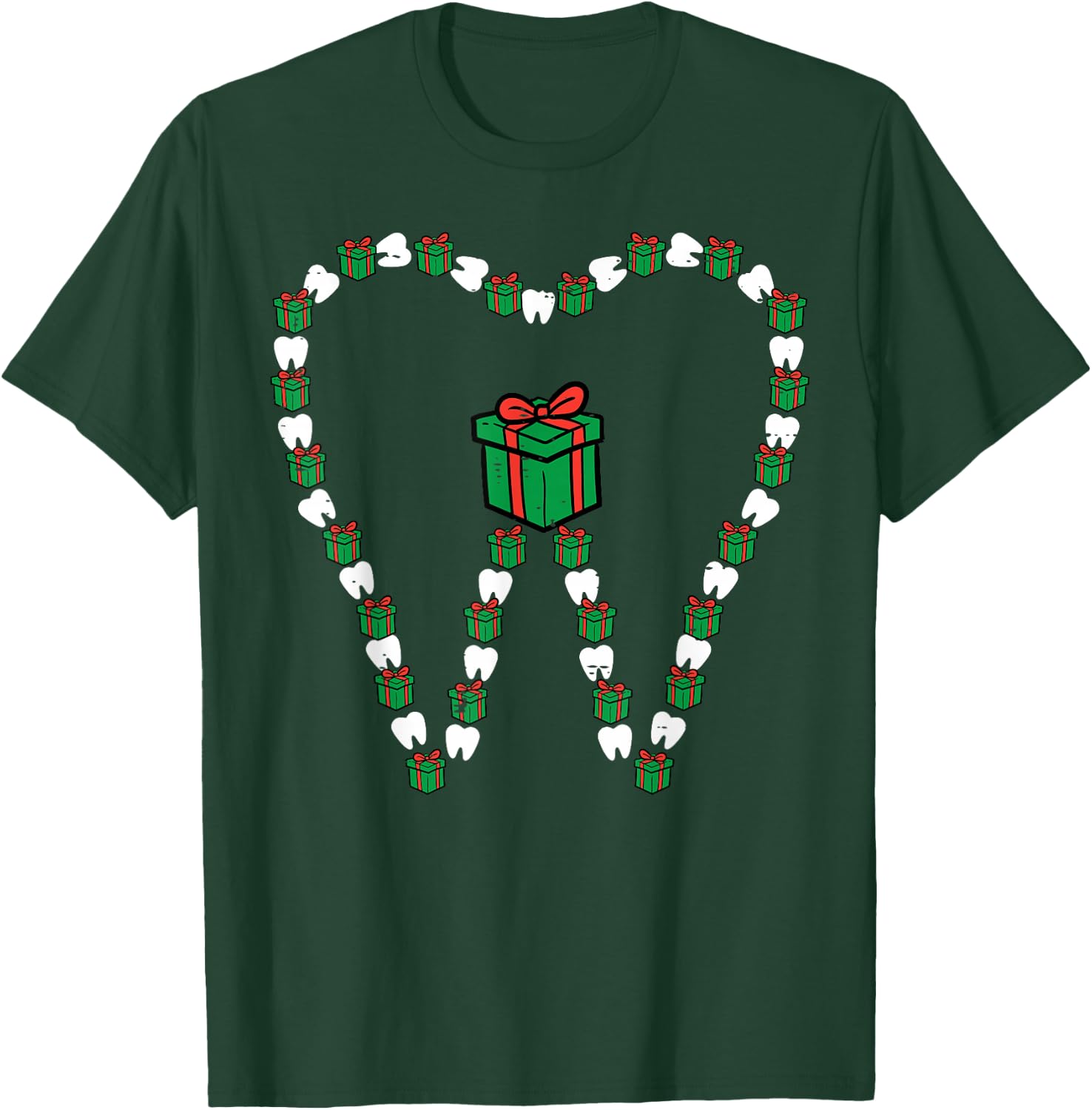 Christmas Tooth Cute Xmas Teeth Dental Hygiene Dentist Women T-Shirt - T-Shirt | Forest