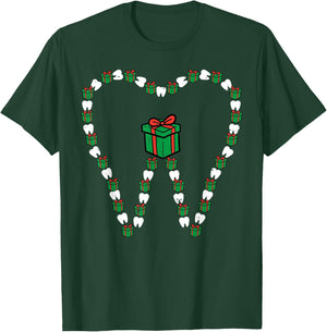 Christmas Tooth Cute Xmas Teeth Dental Hygiene Dentist Women T-Shirt - T-Shirt | Forest