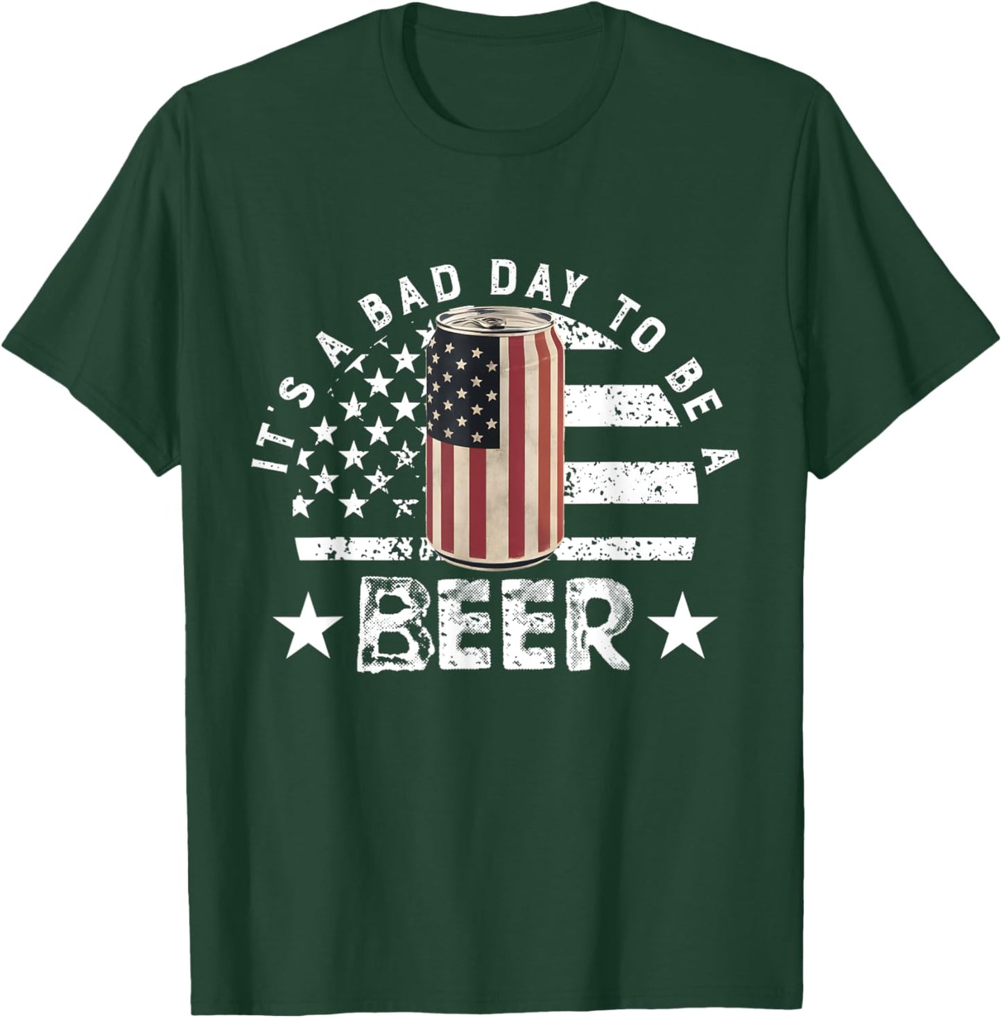 It's a Bad Day to Be a Cold Beer Vintage US Flag 4th of July T-Shirt - T-Shirt | Forest