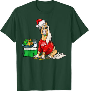 Haflinger Horse I Love Santa Christmas Horses Gifts T-Shirt - T-Shirt | Forest