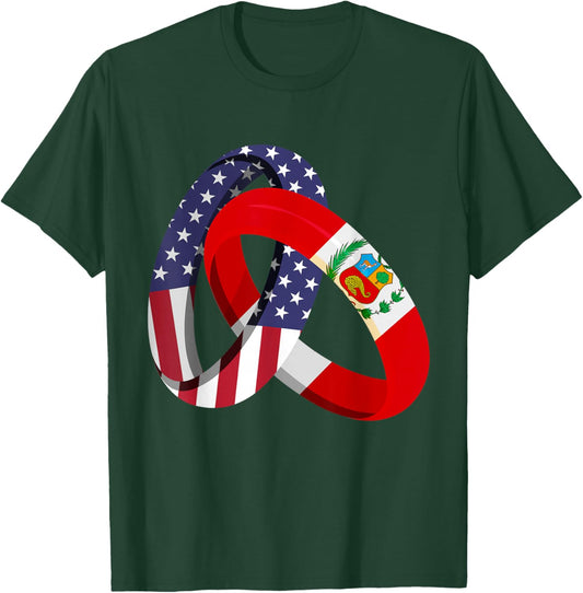 Peru American Ring Heritage Month Peruvian Flag T-Shirt - T-Shirt | Forest